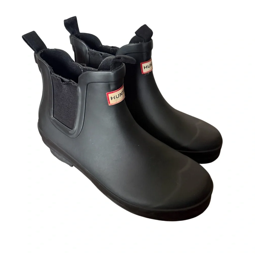 Hunter Matte Kids Original Black Mini Chelsea Boots-Size 2
